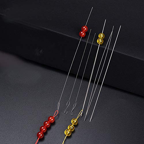 32 Pieces Collapsible Beading Needles, Assorted Size Big Eye Beads Needles Seed Beads Needles Long Straight Embroidery Needles with Needle Bottle for Jewelry Making (5 Size)
