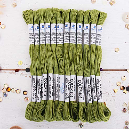 12 Skeins ThreadArt Cotton Embroidery Floss, Avocado - color: Avocado