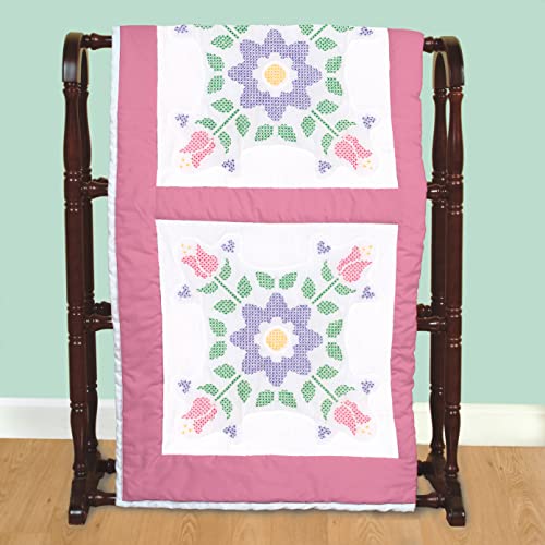 Quilt Blocks 18" x 18", Cross-Stitch Tulips