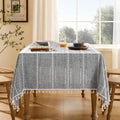 ZeeMart Hemstitched Striped Boho Table Cloth, 54x70 Inch Charcoal - color: Charcoal, size: 70" x 54" (Rectangular)