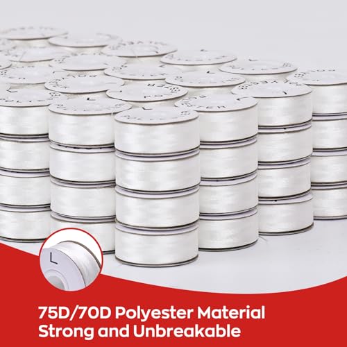 Poolin Size L(SA155) 70D/2(60WT) Prewound Embroidery Bobbin Thread - color: White 70D 144PCS