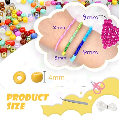 6720pcs 48 Color Glass Seed Beads Kit, 4mm 6/0 with Tools & Accessories - color: 48 Colors