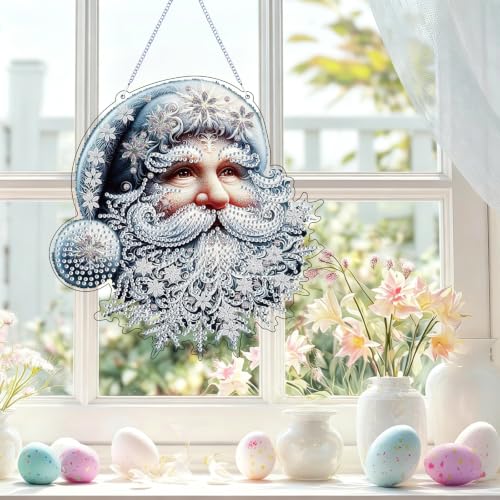 Santa Claus Diamond Art Hanging Kit for Adults, DIY Diamonds Painting Door Hanger Board Kit, Special Acrylic Diamond Art Painting Pendant Ornament - color: Santa Claus