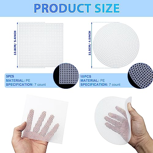 Allazone 45 PCS Mesh Plastic Canvas Sheets Kit, 3 Shape Clear Plastic Canvas, 12 Color Acrylic Yarn for DIY Crafts Embroidery Cross Stitch, Acrylic Yarn Crafting, Knit and Crochet Projects - color: 45 PCS - Yarn Grid 3