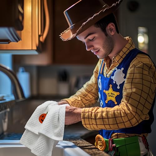 COTTON CRAFT Halloween Kitchen Towel -100% Cotton 4 Pack Waffle Terry Towel - color: Black, size: 4 Pack