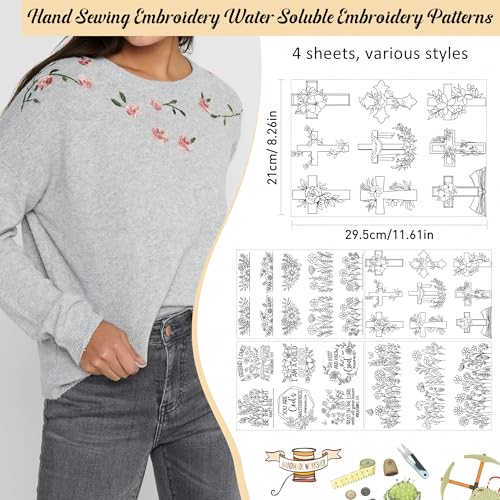 Bible Flower Embroidery Patterns, Water Soluble Stick and Stitch Paper