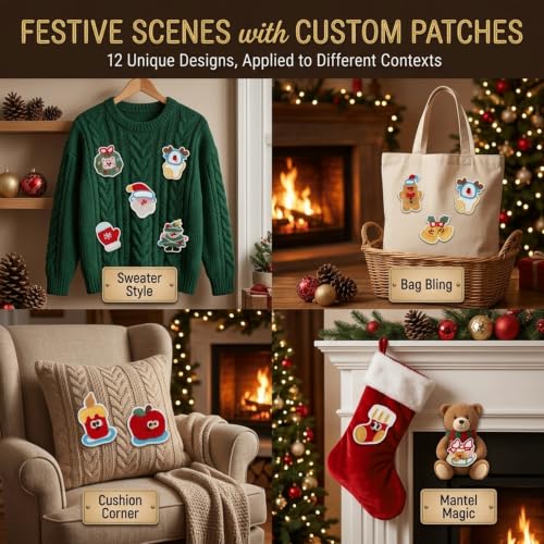 24PCS Christmas Embroidered Patches, Self Adhesive Holiday Appliques - color: Christmas Themed