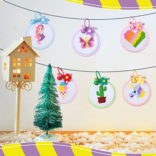 Chuangdi 6 Sets Cross Stitch Kits for Beginner, Stamped Needlepoint Craft