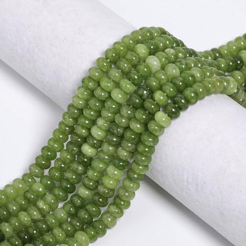 5x8mm 100Pcs Natural Peridot Rondelle Beadsf or Jewelry Making Loose Spacer Abacus Disk Beads Gemtone for Bracelets Necklace DIY Crafts - color: Peridot