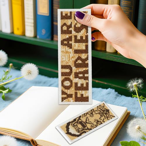 ORIGACH 6 Set Inspirational Scripture & Tiger Cross Stitch Bookmark Kit - style: Inspirational Scripture & Tiger