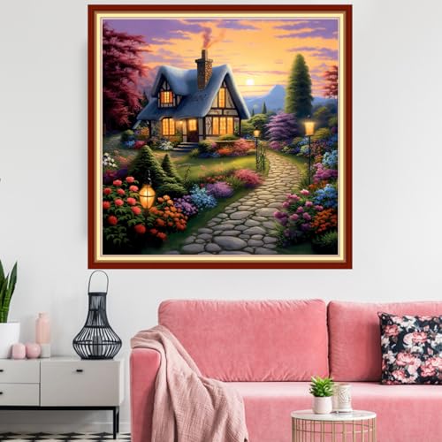 Redxing Stamped Cross Stitch Kits Embroidery kit for Beginners Adults Full Range of Embroidery Patterns Starter Kits DIY Printed Cross Stitch Kits Needlepoint Kits 11CT-Dream Home 18x18 inchs - color: Artskits08