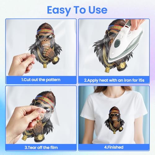 ANATTASOUL Orangutan with Crown 16PCS Heat Transfers Ready to Press - style: Orangutan with Crown