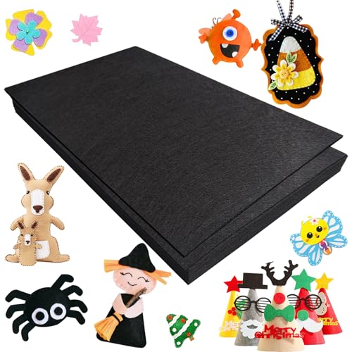 Jtnohx Felt for Crafts, 16 Pcs Felt Fabric, 7"×11.3" Stiff Felt Sheets, Craft Felt Square for Sewing (Black) - color: Black