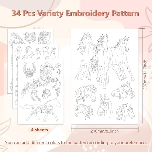 Peacoblue Horse Stick and Stitch Embroidery Patterns, Water Soluble - color: Horse