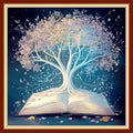Redxing Stamped Cross Stitch Kits Embroidery kit for Beginners Adults Full Range of Embroidery Patterns Starter Kits DIY Printed Cross Stitch Kits Needlepoint Kits 11CT-White Tree Book 18x18 inchs - color: Artskits35