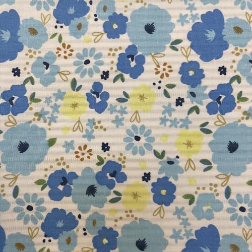 Cotton Fabric DIY Making Supplies Quilting Patchwork Fabric Fat Quarter Bundles DIY for Quilting Cotton Patchwork Cushions (Blue Flowers, 20" x 20") - color: 7pcs Blue Flowers, size: 20" x 20"