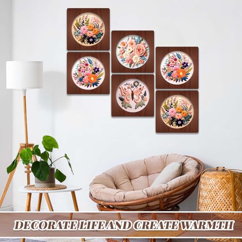 Wenqik 6 Pcs Wood Embroidery Frames for Display Cross Stitch 8'', Square - style: Square