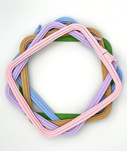 Nurge Square Embroidery Hoop - Plastic Cross Stitch Frame for Needlepoint & Embroidery - Adjustable Craft Hoop - Pink - No:4 (Large) - color: Pink, size: No:4 (Large)