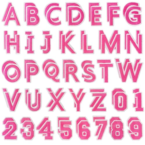 72 Pcs Iron On Letters & Numbers Patches for Tote Bags Hats Clothing Pink - color: Pink, size: Letters & Numbers