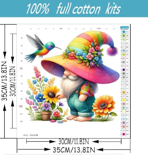 Gnome Stamped Cross Stitch Kits - Counted Cross Stitch Kits for Beginners Adults Needlepoint Cross-Stitch Patterns Dimensions Needlecrafts Embroidery Kits Arts and Crafts13.8inX13.8in - color: Cross Stitch-0331-4
