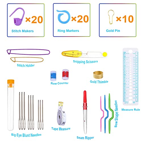 Weabetfu 102pcs Crochet Hooks Set Crochet Hook Kit with Case Ergonomic Crochet Needles for Arthritic Hands and Crochet Accessories Complete Crochet Set for Beginners & Experieced Crochet Lovers - color: Grey