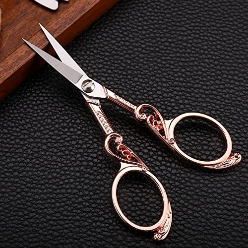 YOUGUOM Scrapbooking Scissors, Small Sewing Scissor with Cover - color: Rose Gold
