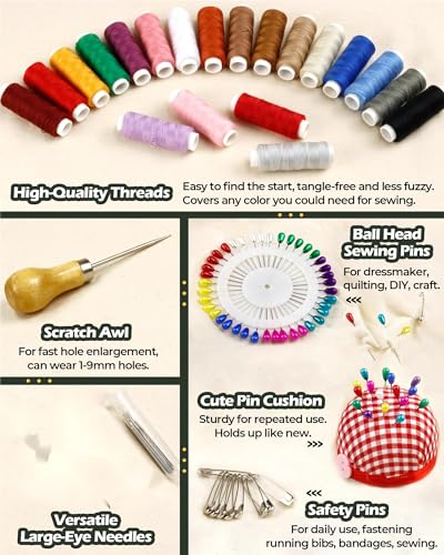 Heavy Duty Sewing Kit, Upholstery Repair Sewing Kit with Sewing Awl, 120PCS - color: 20 Color