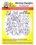 Lots of Teddy Bears Aunt Martha's Hot Iron Embroidery Transfer