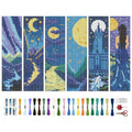 BEUNITONE 6 Pcs Cross Stitch Bookmark Kits for Adult Beginners Starry Sky Pattern DIY Stamped Embroidery Bookmark Kit with Instructions Cross Stitch Kits for Book Lovers Reader Writers Gift 2.4"x8" - style: Starlit Sky