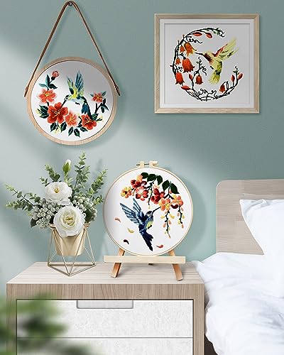 TINDTOP Hummingbird and Flower Embroidery Kit for Adults