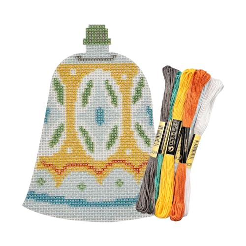 Howie's Needlepoint Christmas Needlepoint Kits, 18CT Printed Embroidery Pattern Starter Kits, Stamped Patterns Canvas Kits(Green Bell,3.5x4inch) - color: Green Bell