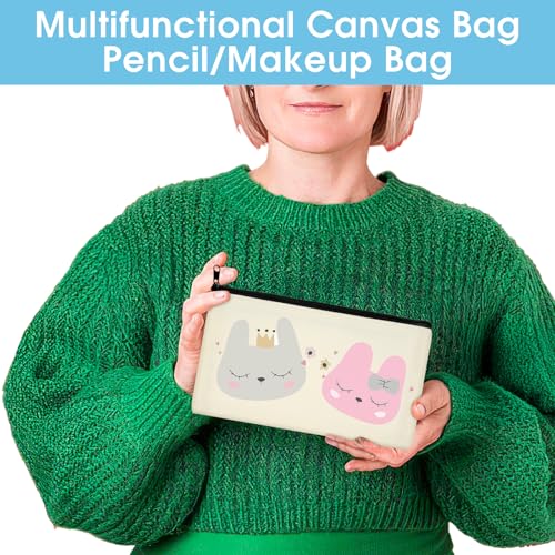 12 Pack Blank Canvas Pencil Pouches Bulk, Sublimation Zipper Bags for DIY