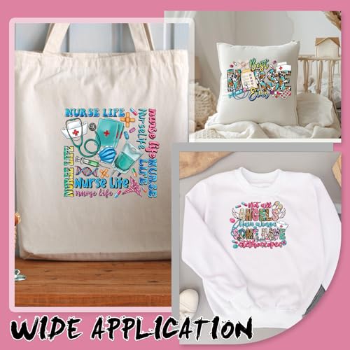 Dazoratix Nurse Week Iron on Transfers - 20 Sheets Colorful DTF Ready to Press Bulk Heat Patches Medical Stickers Vinyl Decals for T Shirts Clothing Bag Hat Pillow DIY Crafts Appliques Decorations - style: Nurse Week