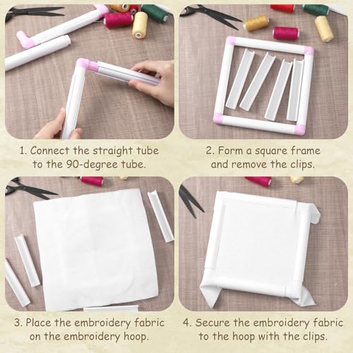 3 Pcs Square Embroidery Hoops, Embroidery Snap Frame, Plastic Cross Stitch Snap Frames, DIY Sewing Tool for Cross Stitching, Quilting, Needlepoint(6"x 6", 8" x 8", 11" x 11")