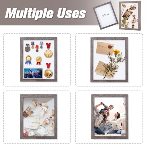 Muzilife 8x10 Shadow Box 3D Picture Frames, Glass, 3 Pack, Texture Gray - color: 3pc 8x10-texture Gray