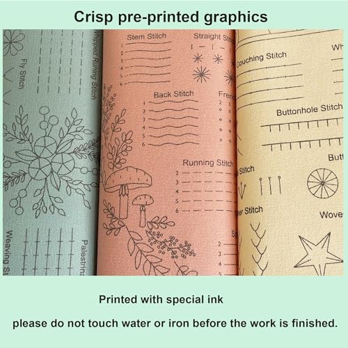 Myfilicity Embroidery Beginners Stitch Practice kit, 3 Embroidery Starter Kits, Learn 30 Different Stitching Techniques for Craft Enthusiasts to Hand-Stitch Fabric and Learn Embroidery Skills… - color: 30 Stitch Practice Kit