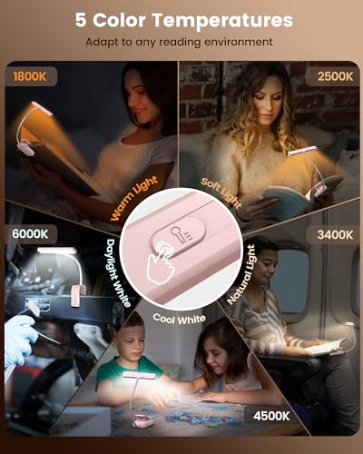Glocusent 26 LED Reading Lights for Books in Bed, Ideal Gifts for Reader - color: Pink