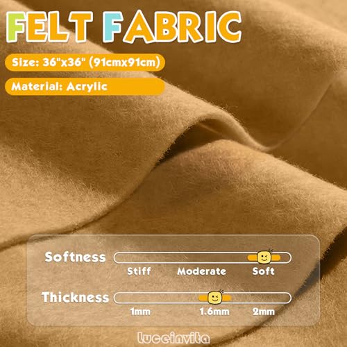 Camel 36" X 36" Felt Fabric Sheet - 1.6mm Thickness - color: Camel, size: 36" x 36"