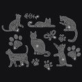 NBEADS Cats Rhinestone Iron on Hotfix, Heat Transfer Decal Bling Rhinestone Decals Patch Clothing Repair Applique for T-Shirt Clothing Pants Bags - color: Cats