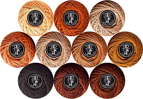 Crochet Thread 10 Balls Size 8 for Crochet Cross Stitch Needlepoint Hand Embroidery (caffee Series) - color: Caffee Series