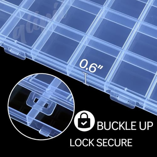 qiipii 2Pcs 28-Grid Clear Plastic Organizer White Fixed Compartment Storage Box for Rhinestones Beads, Earrings Art DIY Craft Jewelry, Diamond Accessories Small Parts, Items (8.82"L x 5.12"W x 0.6"H) - color: 28 Grids, size: 2 Pcs