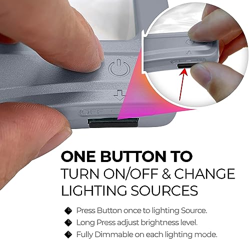 MAGNIPROS 5X LED Page Magnifying Glass, Detachable Stand, 3 Color Modes - color: Gray