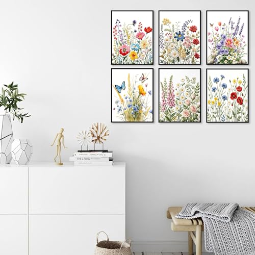 KYOQFVN 6 Pack Flower Counted Cross Stitch Kits for Adults, DIY Stamped Cross Stitch Kits for Beginners, 11CT Needlepoint Embroidery Kits Arts and Crafts for Home Decor 12×16 Inch - color: SZXYEHUA-01-06