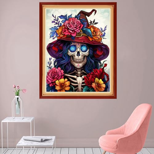 Foxhool Stamped Cross Stitch Kits,11CT Printed Cross Stitch Pattern Full Embroidery Kits for Beginner Needlepoint Kits-Skeleton Flowers 16x20 inch - color: Craftpatterns09