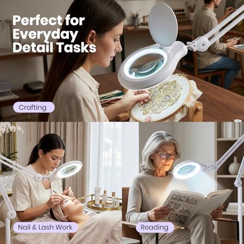 Neatfi LED Bifocal Magnifying Floor Lamp, 1200 Lumens, 5D + 20D (White) - color: White, size: 5 Inches