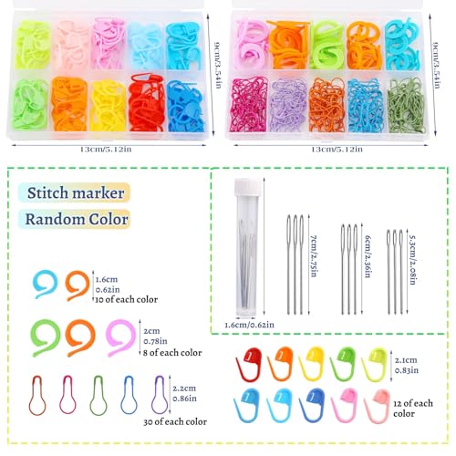 Hssugi 326PCS Stitch Marker, Crochet Knitting Markers with Sewing Needles