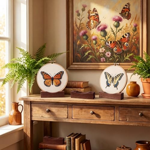 Chunful 6 Pcs Embroidery Hoop Display Stand, 5.3" X 1.3" X 1.5", Walnut - color: Walnut, size: 5.3" X 1.3" X 1.5"