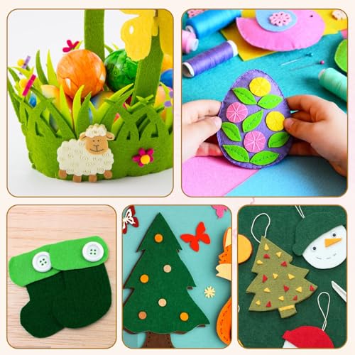JJUNW 16 Pack Felt for Crafts, 11.8" x 7.87" Craft Felt 1 mm Thick Felt Fabric Sheets Liner Felt for Handmade DIY Embroidery Fabric Craft Kits (Green)