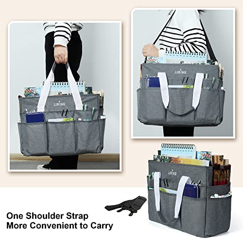 JJRING Craft Organizer Tote Bag Large Art Storage Caddy Grey - color: Grey, size: Large