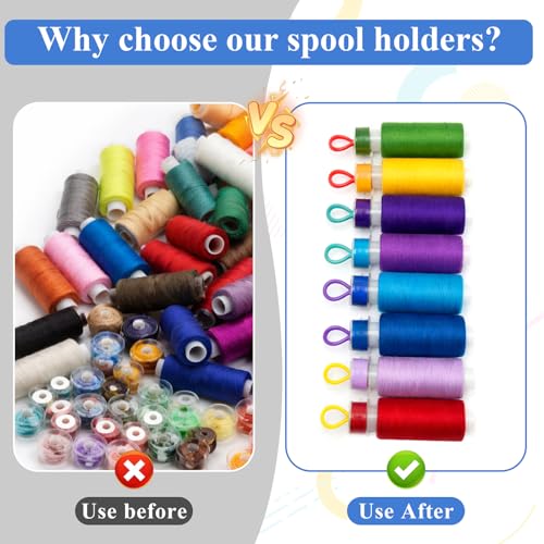 100PCS Bobbin Clips, Bobbin Holder Clips, 5 Colors Thread Spool Clip for Sewing Machine Organizing Embroidery Quilting Accessories